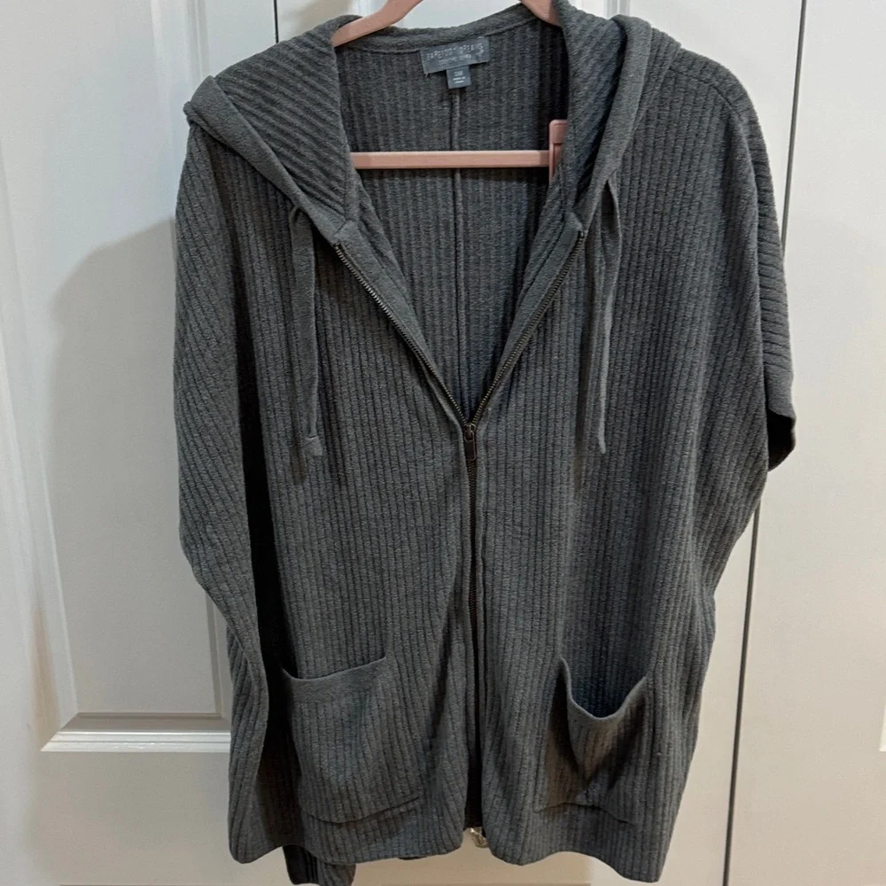 Barefoot Dreams Blue CozyChic Ultra Lite Zip Hoodie Poncho Fits Plus Size